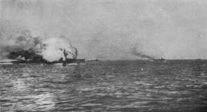 HMS Invincible explodes